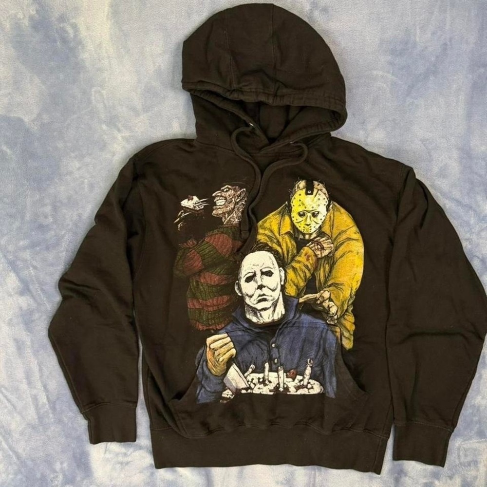 Black horror movie hoodie with Michael Myers and Jason design Men Size M